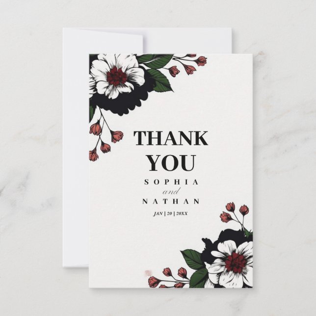 Boda Floral Elegance Tarjeta de agradecimiento (Anverso)