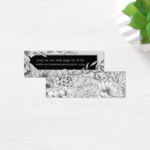 boda floral elegante blanco negro Insertar tarjeta