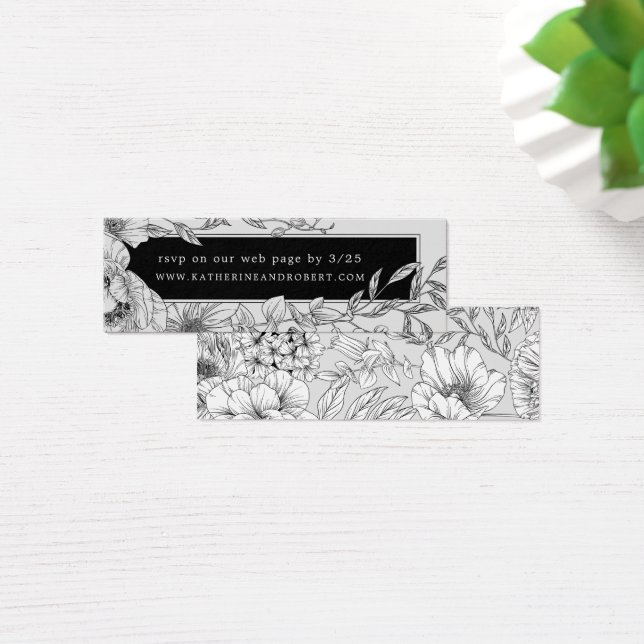 boda floral elegante blanco negro Insertar tarjeta (Escritorio)
