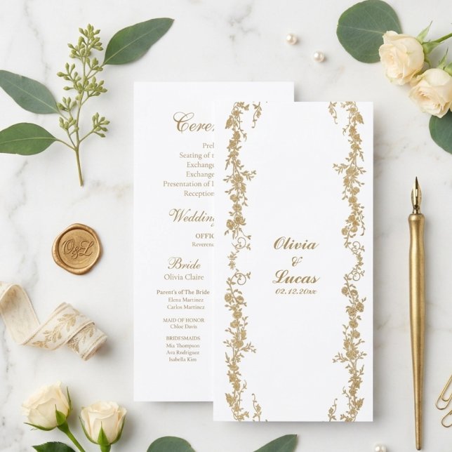 Boda floral elegante de oro real y blanco (Subido por el creador)
