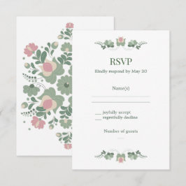 Boda floral folk verde salvia RSVP