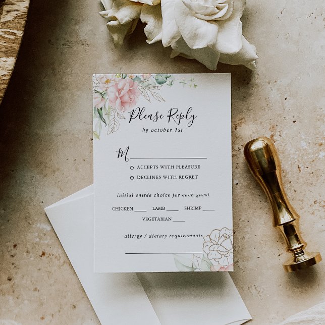 Boda floral Gold Green Foliage Elección RSVP (Subido por el creador)