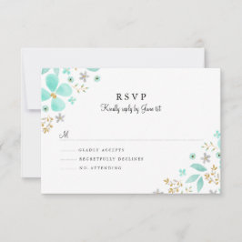 Boda Floral Gold Mint Leaf Wedding RSVP