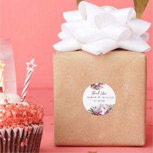 Boda Floral Gracias Pegatinas Clásicos Redondos