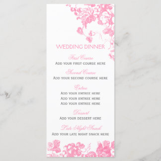 Boda floral gris rosa menú de cena conjunto