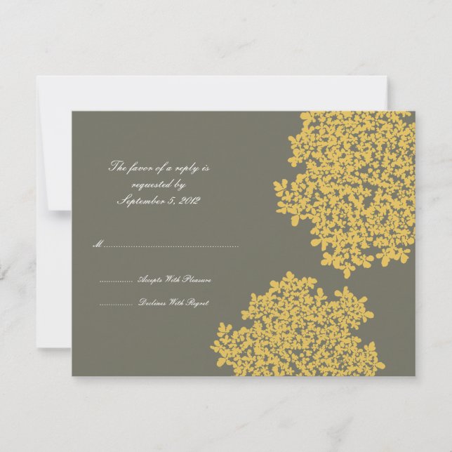 Boda floral gris y amarilla RSVP (Anverso)