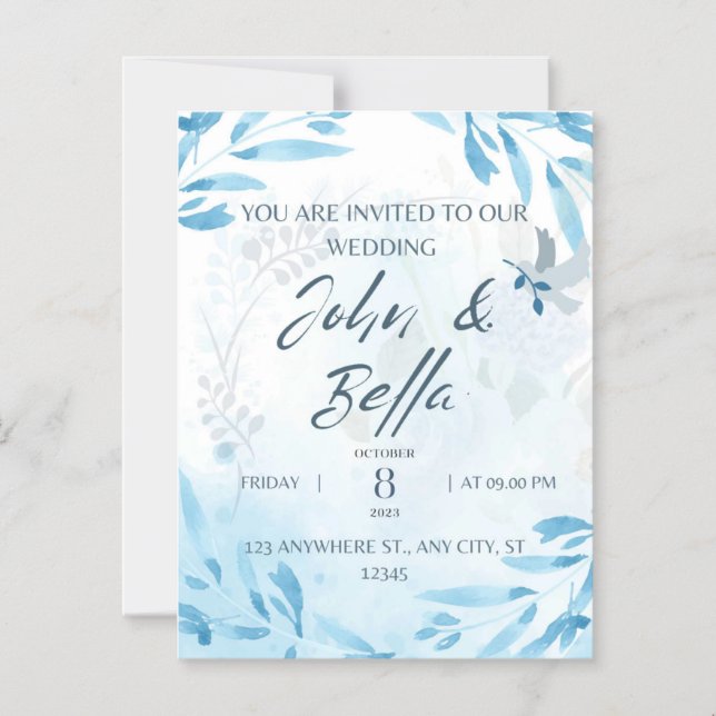 Boda floral guardar la invitación de fecha (Anverso)