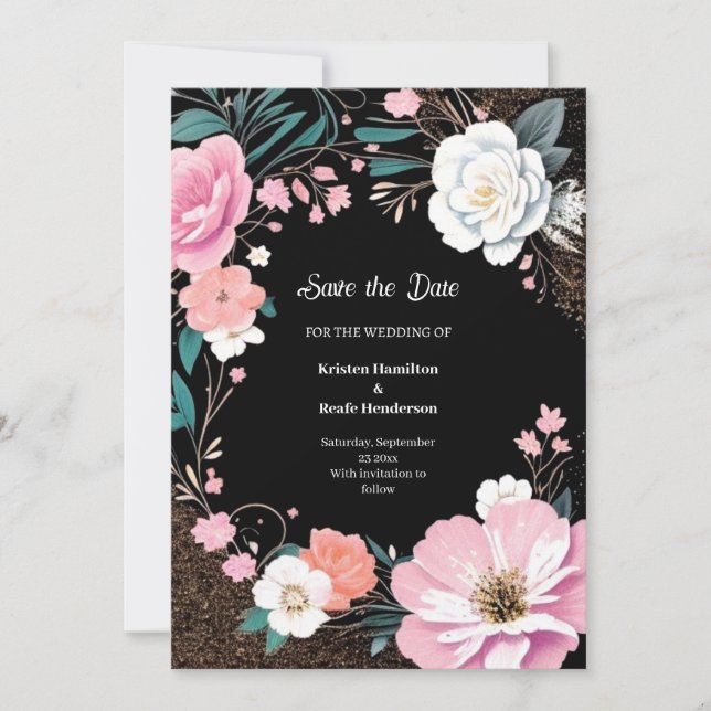 Boda floral Guardar la tarjeta de fecha (Anverso)