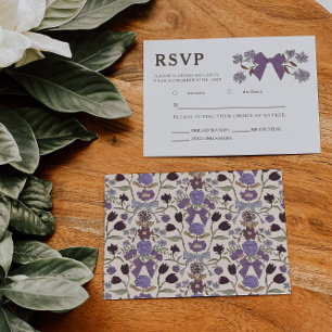 Boda floral Lilac Bow Elección de comida RSVP