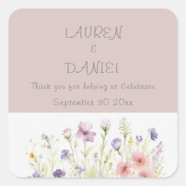Boda floral limpio simple Pegatina personalizado