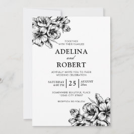Boda floral minimalista blanco y negro