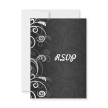 Boda floral moderna de blanco y negro RSVP respues