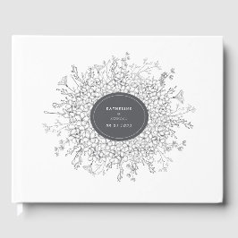 Boda floral moderno esbozado libro de invitados