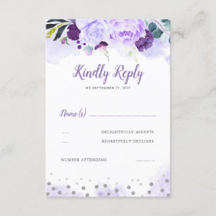 Boda floral morada y plateada RSVP