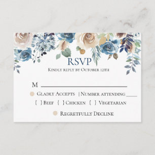 Boda floral Navy Blue Champagne RSVP