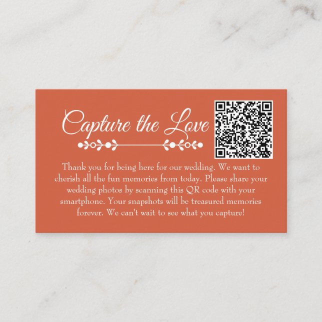 Boda floral otoñal Foto Tarjeta de gabinete QR (Anverso)