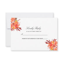 Boda floral otoño Naranja oro Tan Wedding RSVP