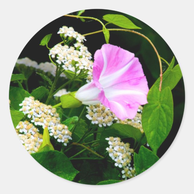 Boda floral Pegatina Sello para sobres grande (Anverso)