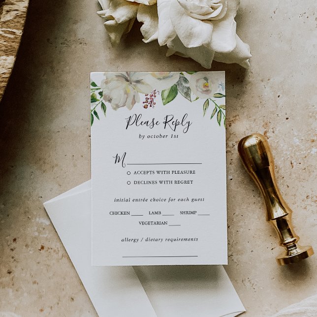 Boda floral Peony en invierno blanco Elección RSVP (Subido por el creador)