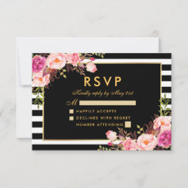 Boda Floral Pink Rubor Gold Black RSVP