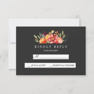 Boda Floral Pintado Respuesta Gris Rsvp
