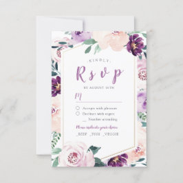 Boda floral púrpura floreciente RSVP