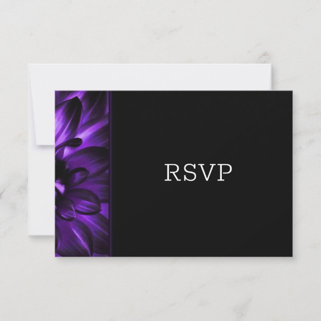 Boda floral púrpura negra moderna RSVP (Anverso)