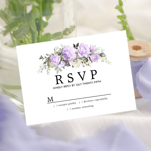 Boda floral púrpura Rústica ligera RSVP (Subido por el creador)