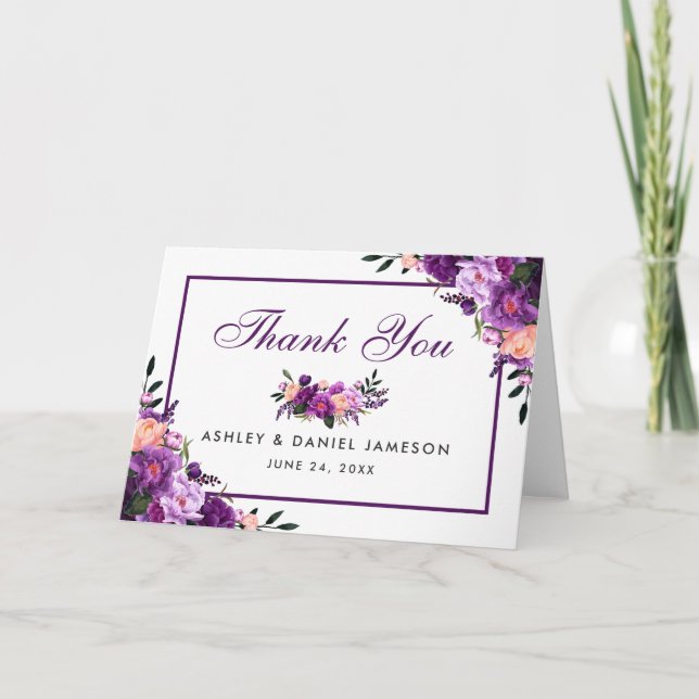 Boda floral púrpura ultra violeta Nota PF (Anverso)