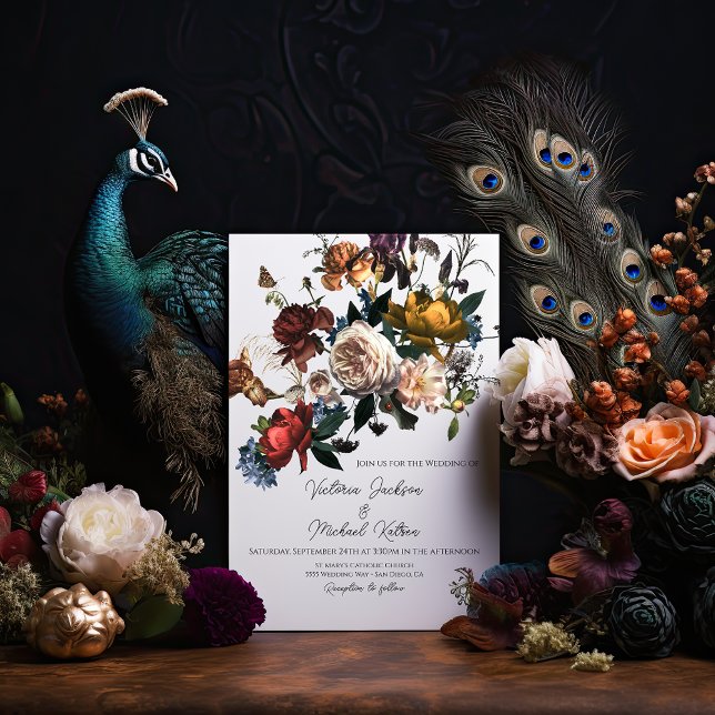 Boda floral Rembrandt Monograma Invitación (Subido por el creador)