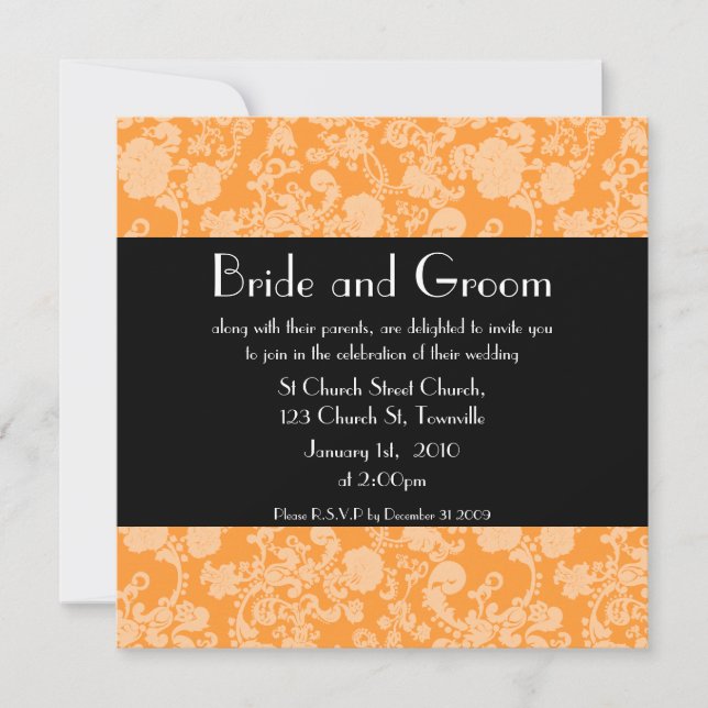 Boda floral rococó, invitación de 5.25" x 5.25" (Anverso)