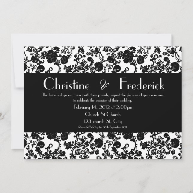 Boda Floral Rococo, invitación de 5"x7". (Anverso)