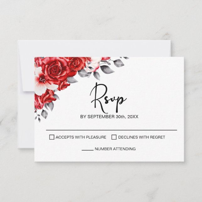 Boda floral roja RSVP (Anverso)