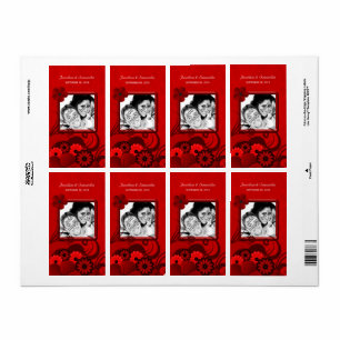 Boda floral rojo oscuro favorece las etiquetas del