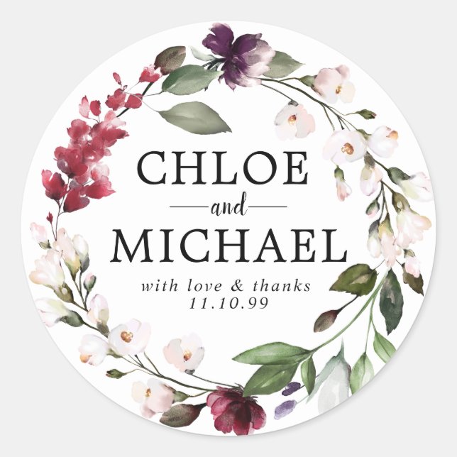 Boda floral rojo y rosa gracias por el sello (Anverso)