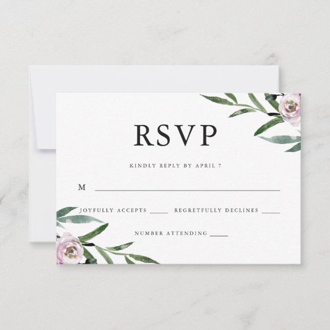 Boda floral romántica RSVP (Anverso)