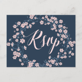 Boda floral romántica RSVP postales Wreath rosa