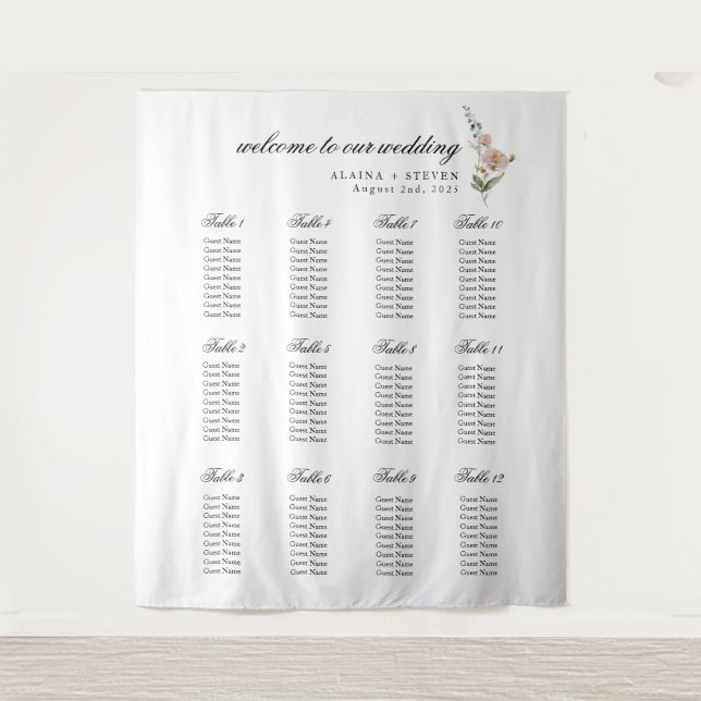 Boda floral romántico Tapiz Decoración (Anverso)