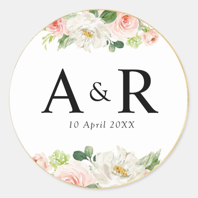 boda floral rosa adorable pegatina (Anverso)