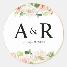 boda floral rosa adorable pegatina