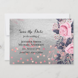 Boda floral rosa dorado rosa plata Navy LeahG