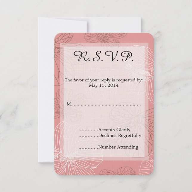 Boda floral rosa esbozada RSVP (Anverso)
