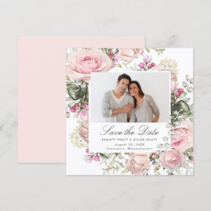 Boda floral rosa Foto Guardar tarjeta de fecha
