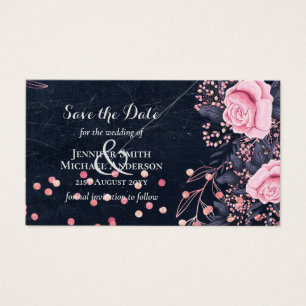 Boda floral rosa LeahG Denim Blue Rosegold