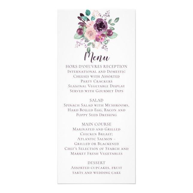 Boda Floral Rosa Malva Sangría | Menú (Frente)