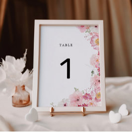Boda Floral Rosa Número de tabla
