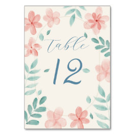 Boda floral rosa Número de tabla Tarjeta de lugar