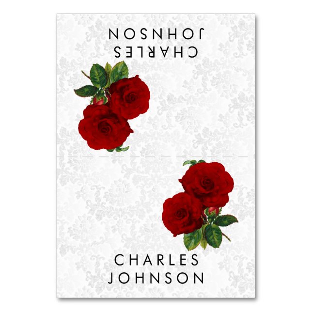 Boda Floral Rosa Roja Profunda | Tarjetas de coloc (Anverso)