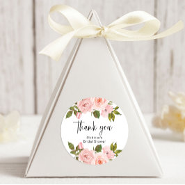 Boda floral rosa rosa de Rubor Pegatina oval