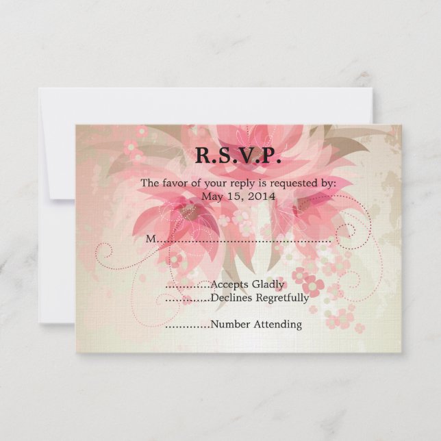 Boda floral rosa RSVP (Anverso)